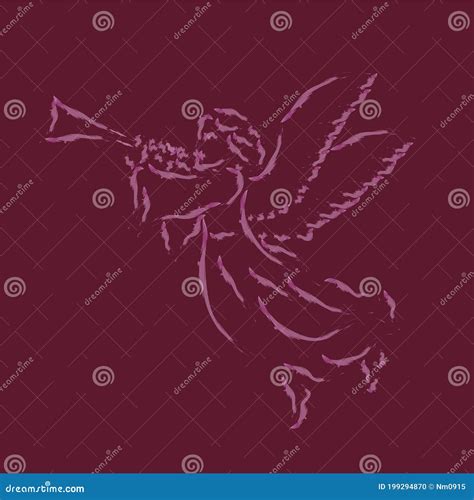 Angel Herald With Trumpet Sketch Christmas Symbol Stock Vector