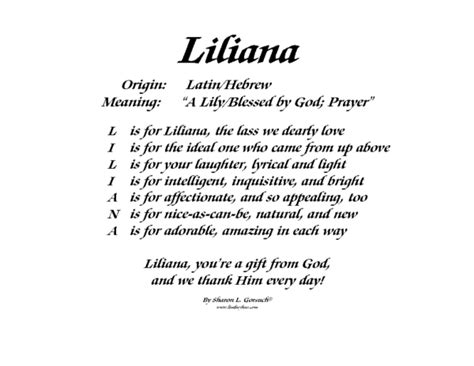Meaning Of Liliana Lindseyboo