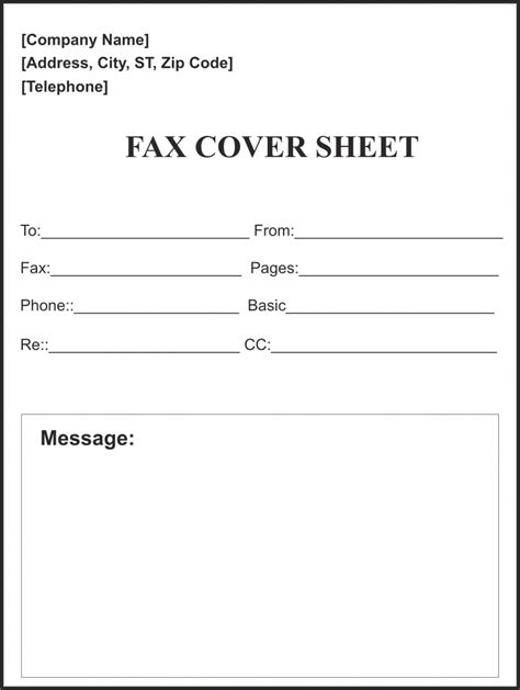 Free Basic Fax Cover Sheet Template Pdf Word 20 Free Fax Cover