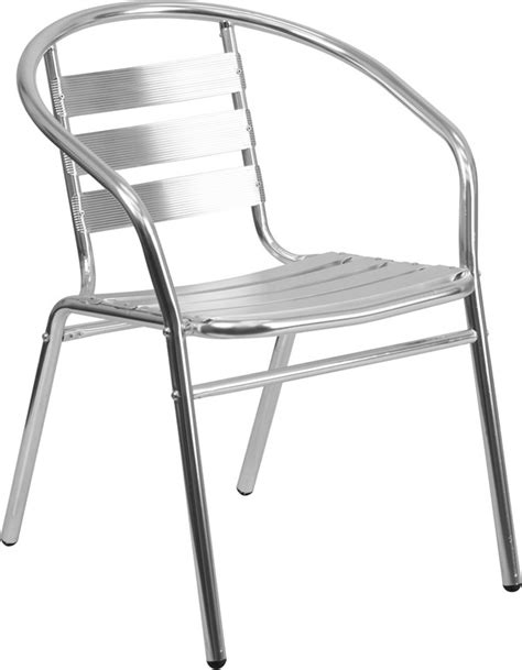 Metal Restaurant Stack Chair With Aluminum Slats Contemporary