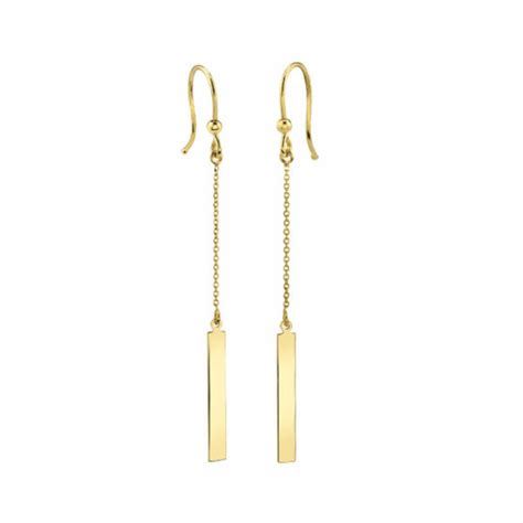 Yellow Gold Bar Drop Earrings Harry Ritchies