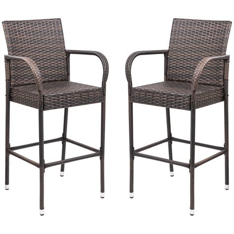 Well, wicker bar stools are available in a range of styles. Walnew Wicker Patio Bar Stools Indoor Outdoor Garden Pool ...