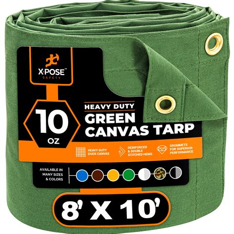 Xpose Safety Canvas Tarp 8 X 10 Army Green Duck Canvas Tarps Heavy