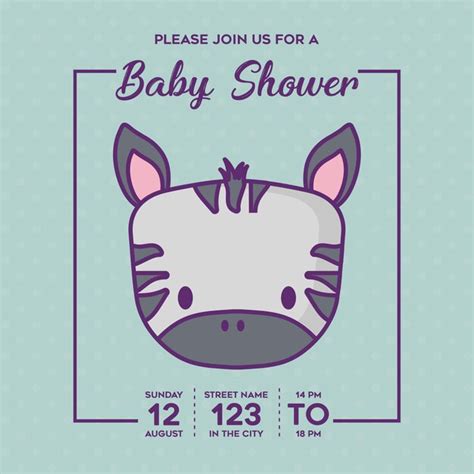 Premium Vector Baby Shower Invitation With Cute Zebra Icon Over Blue