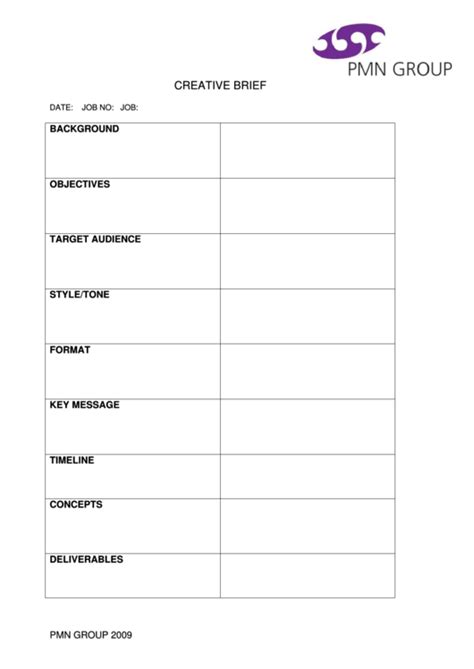 Fillable Creative Brief printable pdf download