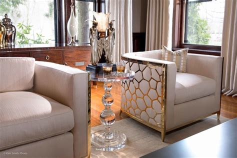 Vintage Meets Contemporary Hollywood Glam Transitional Living Room