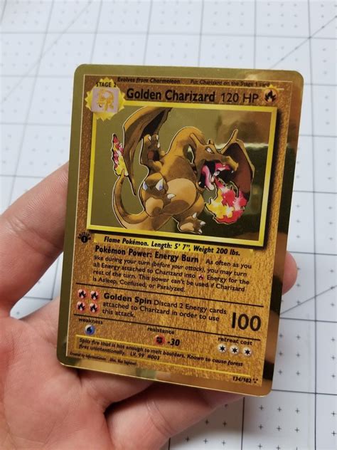 Charizard Ex Gold Metal Custom Textured Pokemon Card Pok Mon Trading