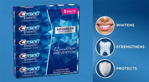 Crest 3d White Advanced Triple Whitening Toothpaste Oz Pack Of 5