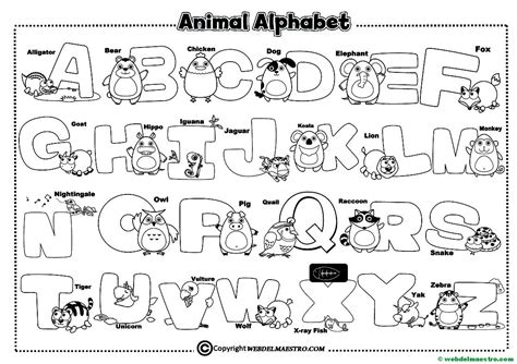 Imagenes Para Colorear De Animales Con Nombres En Ingles - Impresion
