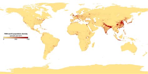 world population density per square km in 1994 [4320x2160] mapporn