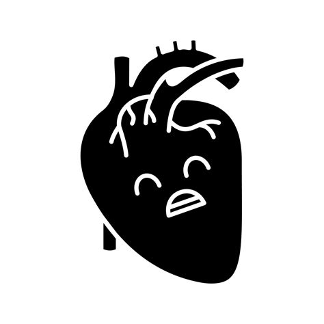 Sad Human Heart Anatomy Glyph Icon Cardiovascular System Diseases