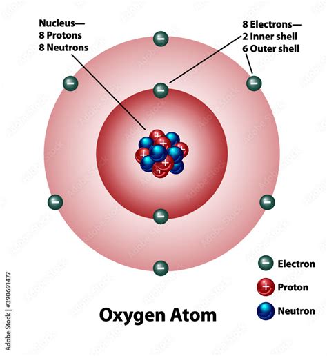 Oxygen Atom Model Of Oxygen With Protons Neutrons And Electrons My