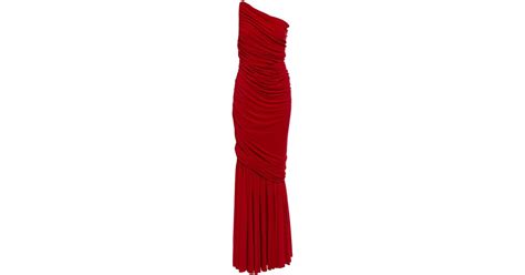Norma Kamali Diana Ruched Fishtail Gown In Red Lyst UK