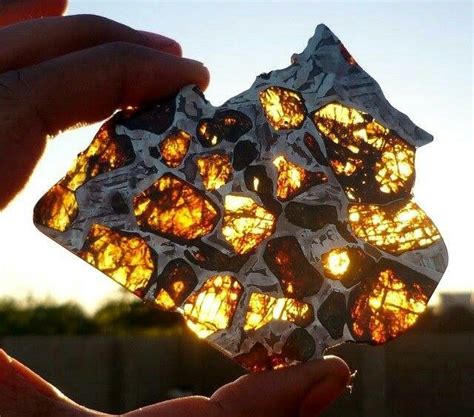 Slice Of Pallasite Meteorite Minerals And Gemstones Minerals Crystals