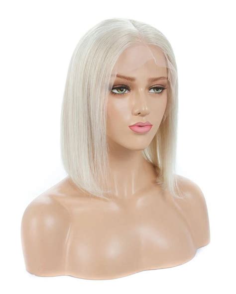 Platinum Blonde Virgin Human Hair Short Lace Wig Ht002 Weekendwigs