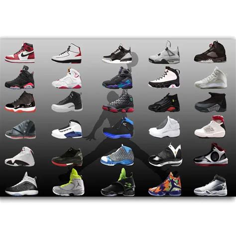G308 Michael Jordan Shoes Sneaker Collage Mj 23 A4 Art Poster Silk