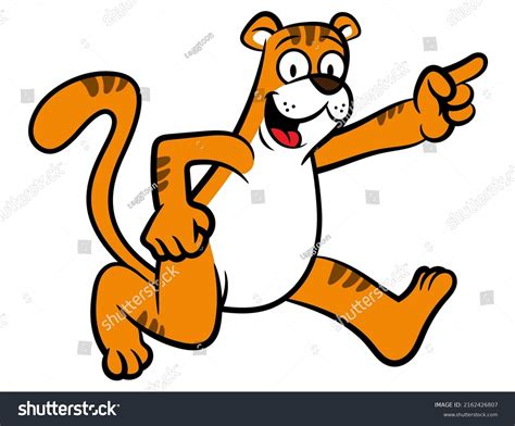 Cartoon Illustration Cute Asian Tiger Running Stock Vector Royalty