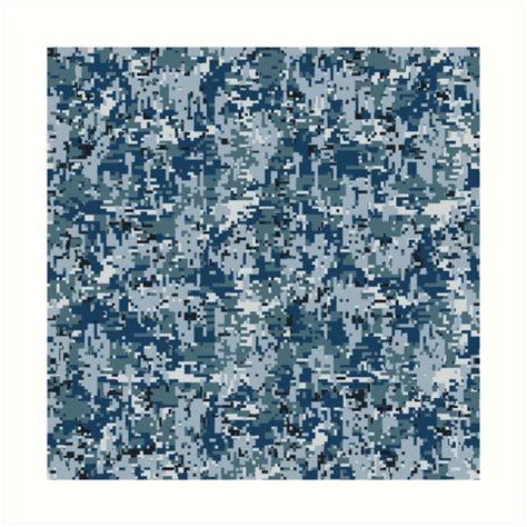Navy Marine Digital Camouflage Pattern Decor Art Print By Garaga