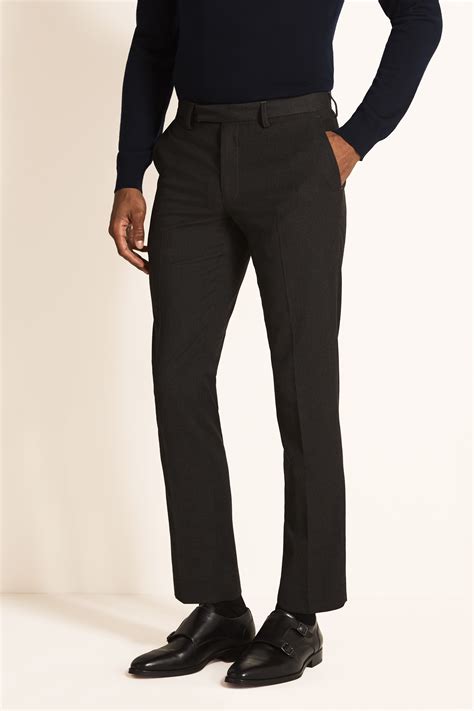 Slim Fit Charcoal Stretch Trousers Buy Online At Moss