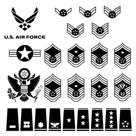 Air Force Enlisted And Officer Ranks Decals Svg Pdf Ai Etsy