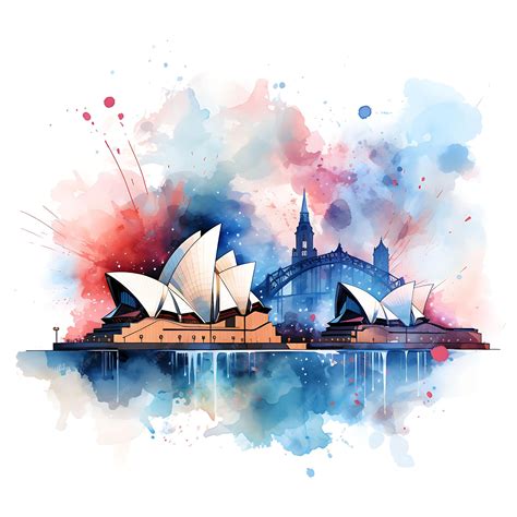 Premium AI Image | Watercolor of Lively Festivity With a Sydney Opera