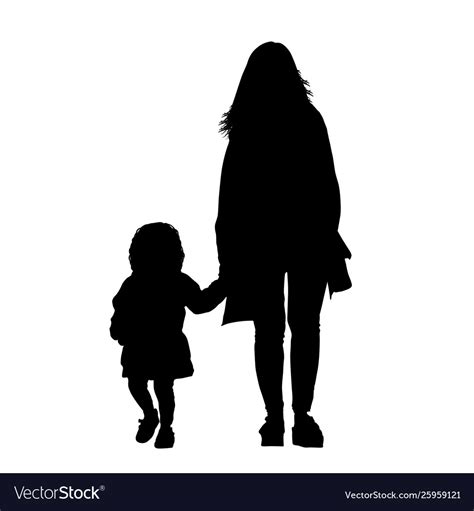 Mother With Daughter Silhouettes Royalty Free Vector Image