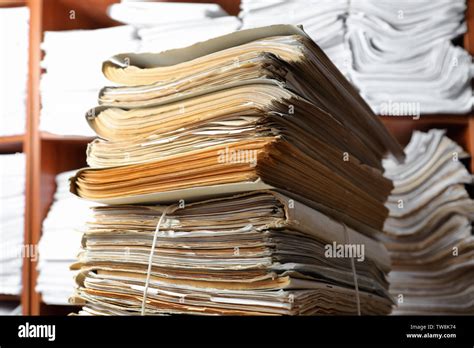 Stack Of Old Documents In Archive Stock Photo Alamy
