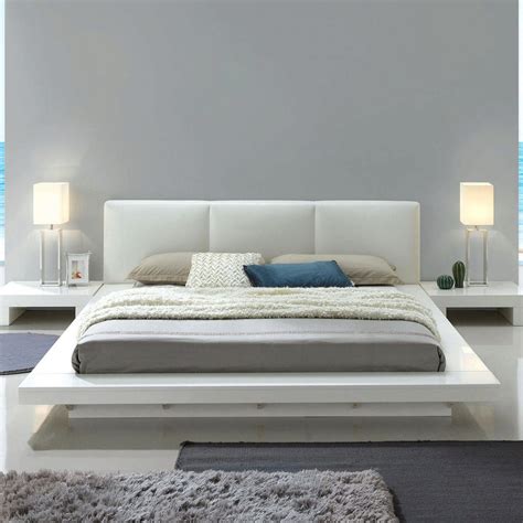 White Upholstered Cal King Platform Bed Christie By Furniture Of