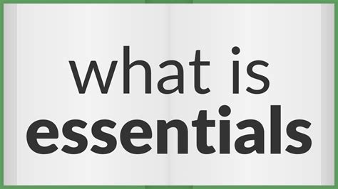 Essentials Meaning Of Essentials Youtube