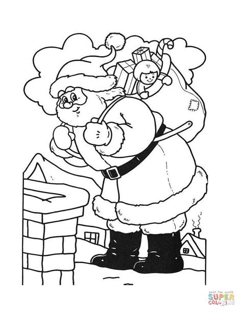 Check out my facebook page! Santa is ready to jump into the chimney coloring page ...