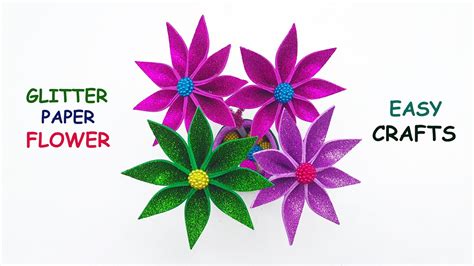 Easy To Make Glitter Paper Flower Glitter Paper Craft Ideas Youtube