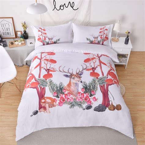 Do you suppose deer comforter sets queen looks nice? Deer Animal 3D Bedding set 2/3pcs Twin Full Queen size bed ...
