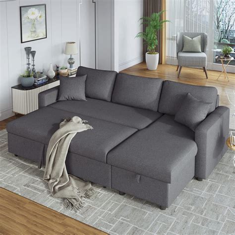 Merax 874 Reversible Sleeper Sectional Sofa Couch With