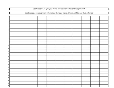 Blank Worksheet Templates Blank Spreadshee Excel Worksheet Templates