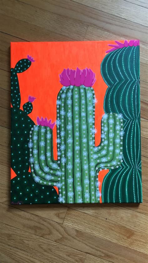 Cacti Painting Acrylic Painting Cactus Decor Maybe A Lighter Orange