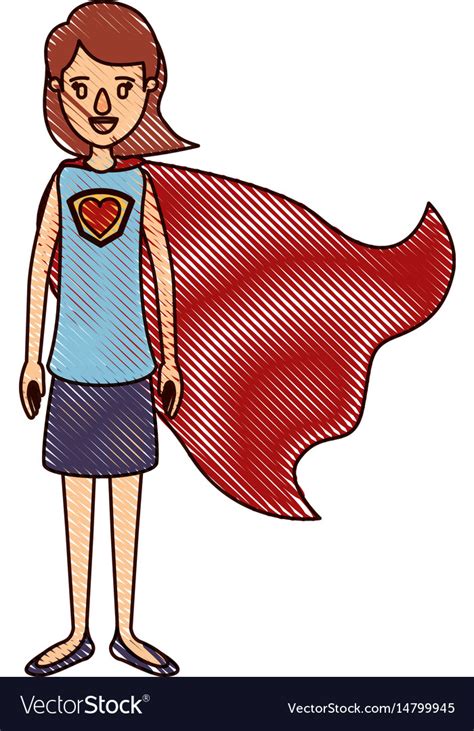 Color Crayon Stripe Cartoon Full Body Super Hero Vector Image