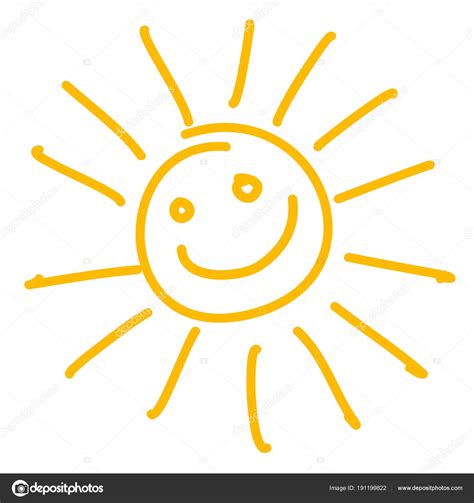 Dibujo Feliz Sol Sonriente Ilustración Vectorial Vector Gráfico