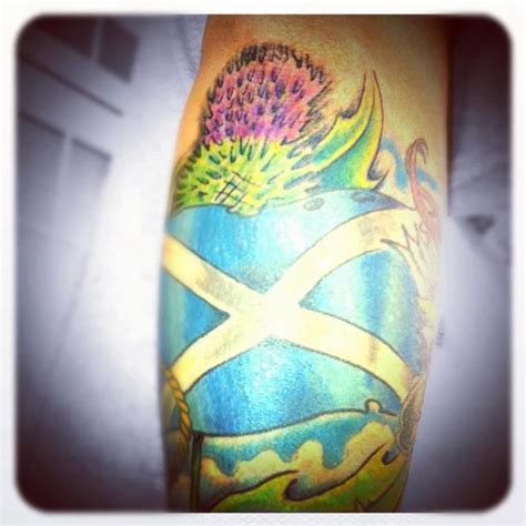 Scotland Tattoo Scottish Thistle With Scottish Flag Scotland