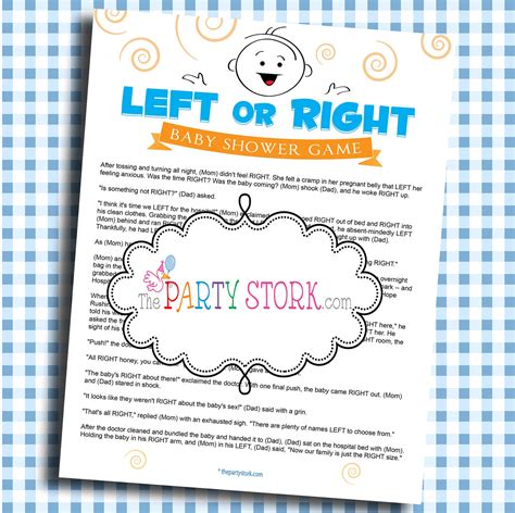 Printable Baby Shower Game Left Or Right Game Unique Fun