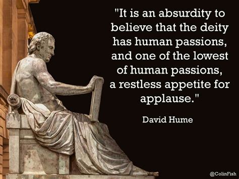 a statue sitting on top of a table next to a quote from david hume