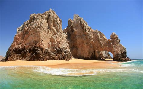 Nature Landscape Beach Sea Sand Rock Arch Blue Sky