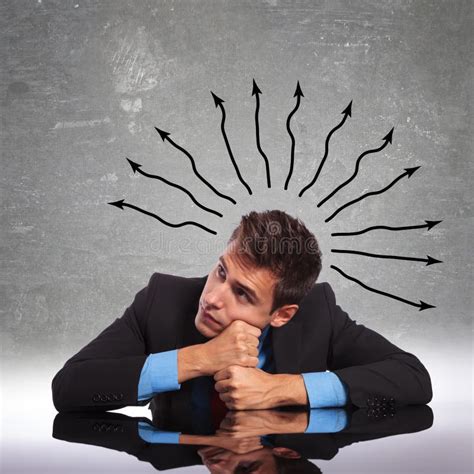 Confused Business Man Thinking Wich Way To Go Stock Photo Image Of