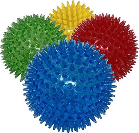 35” Spikey Dog Balls 4 Pack Squeaky Dog Toys Cleans Teeth For