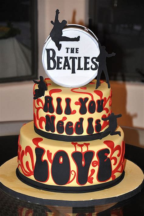 The Beatles Drum Multi Tier Music Theme Customised Cakes Cupcakes