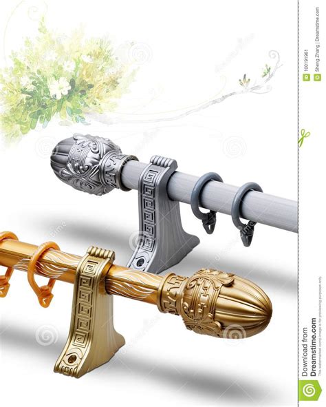 Curtain Rod And Accessories Stock Image Image Of Modern Tracery