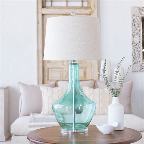 Easton Pale Aqua Blue Glass Table Lamp In Green Table Lamp