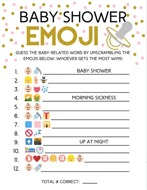 Emoji Baby Shower Game Answer Key Emoji Game Emoji Etsy