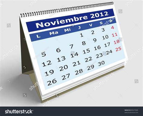 November Month In Spanish 2012 Calendar 3d Render Stock Photo