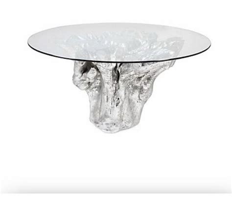 Metallic Silver Petrified Tree Trunk Dining Table Base For Sale In Las