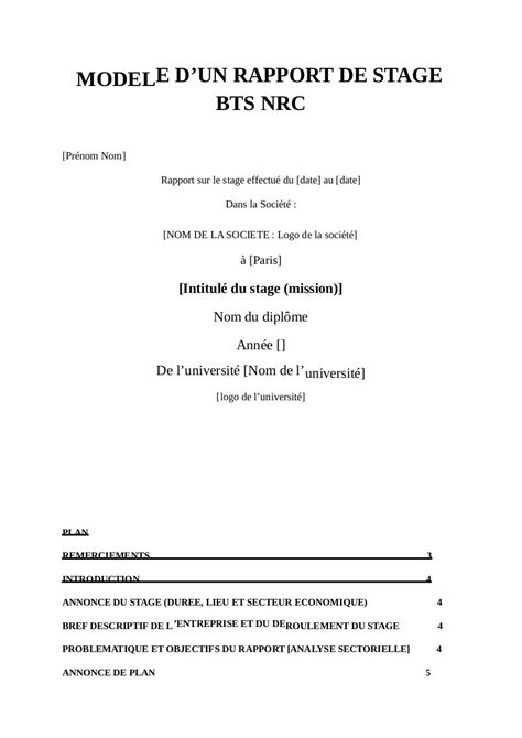 Rapport Stage Exemple Fichier Pdf